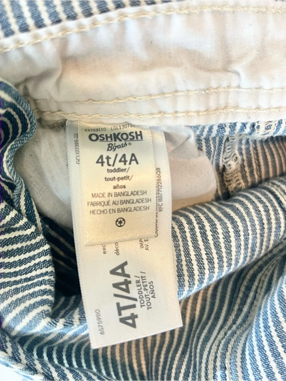 Vtg OshKosh B'gosh Striped Overalls Toddler 4T Railroad Hickory Vestbak USA